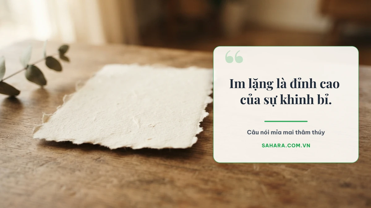 Câu nói mỉa mai thâm thúy - Im lặng là đỉnh cao của sự khinh bỉ - Sahara